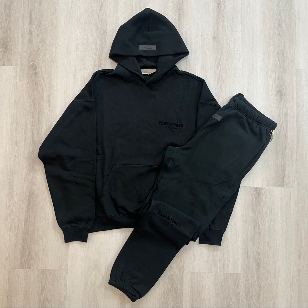 Essentials Black Hoodie and Sweatpants Set